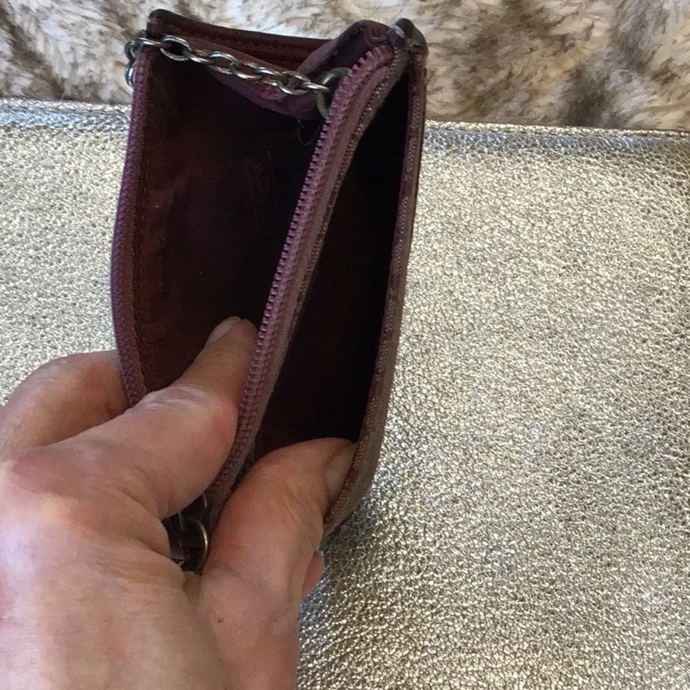 Coach Signature Key Pouch in Burgundy - Picture 3 of 6